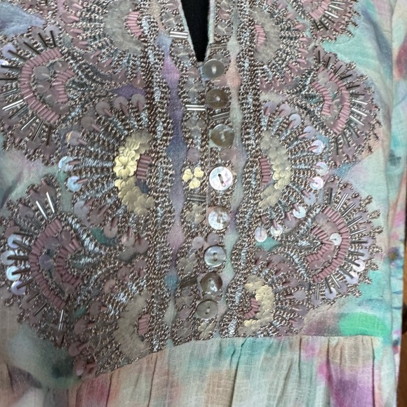 Soft Surroundings Pastel Tie Dye Beaded Tunic‎ Top - Picture 3 of 15